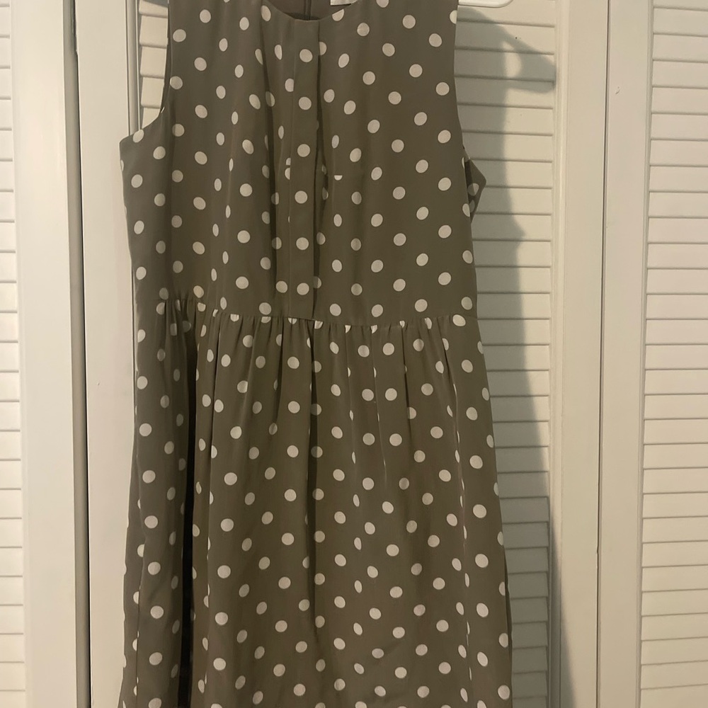 Madewell Gray and White Polka Dot Midi Dress